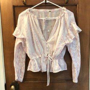 Free People NWOT Keyhole Long Sleeve Blouse